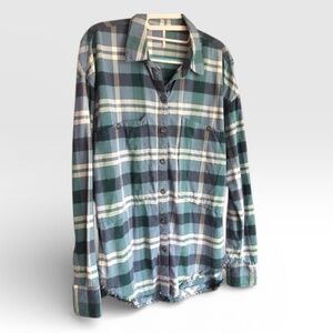 Free People "Winter Sea" Loveland Plaid Button Down Shirt Size SP